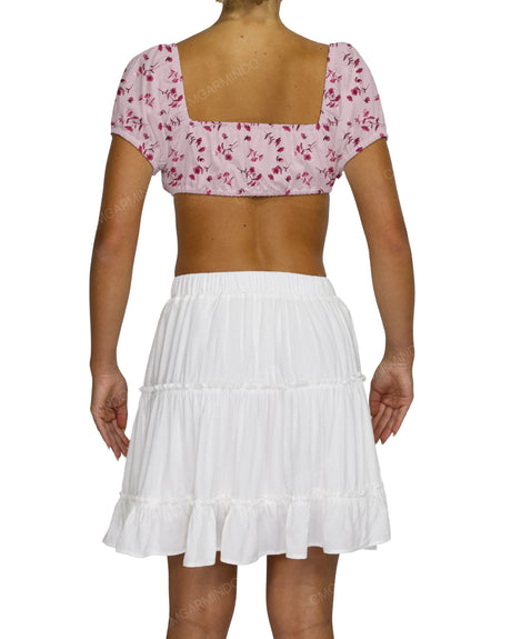 Puff Sleeve Tie Front Crop Top