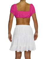 Puff Sleeve Tie Front Crop Top
