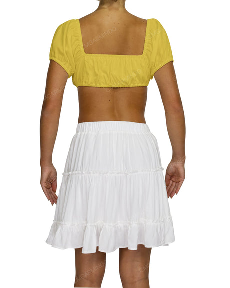 Puff Sleeve Tie Front Crop Top