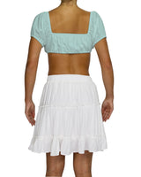 Puff Sleeve Tie Front Crop Top