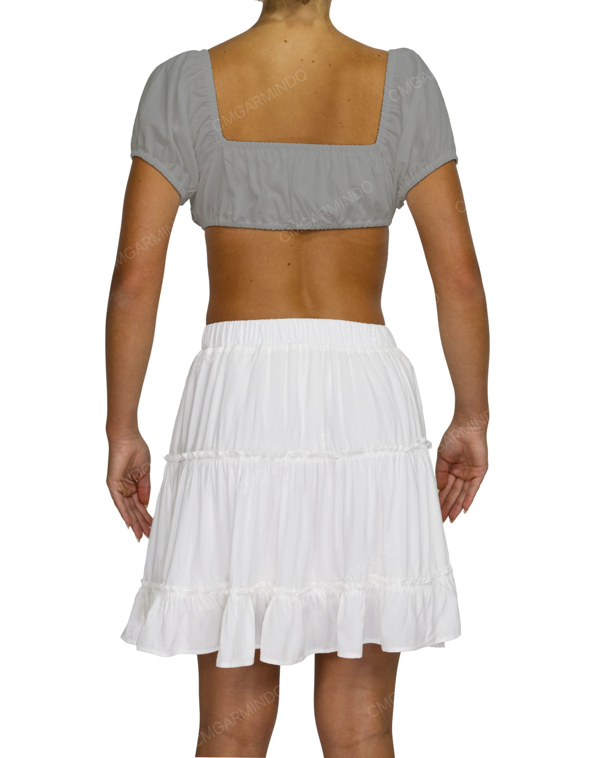 Puff Sleeve Tie Front Crop Top