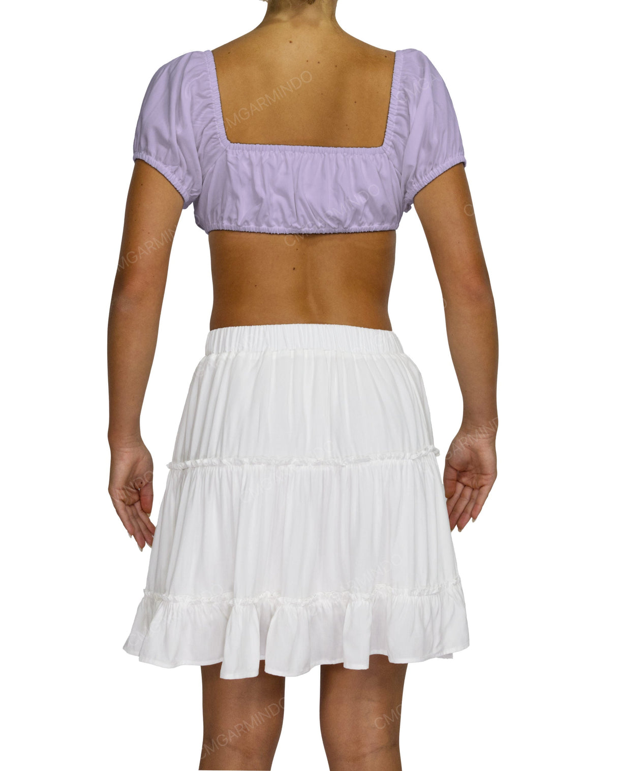 Puff Sleeve Tie Front Crop Top