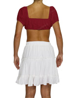 Puff Sleeve Tie Front Crop Top