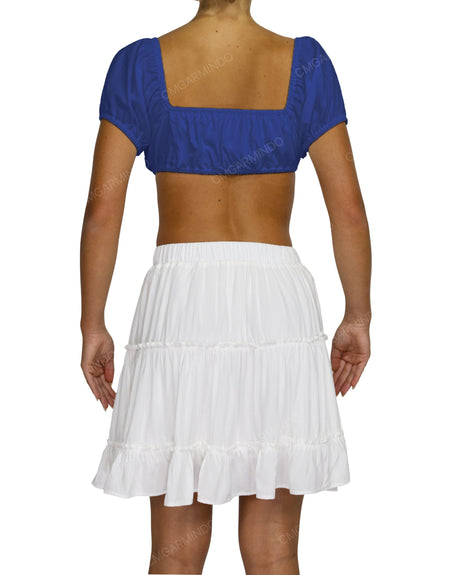 Puff Sleeve Tie Front Crop Top