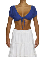 Puff Sleeve Tie Front Crop Top