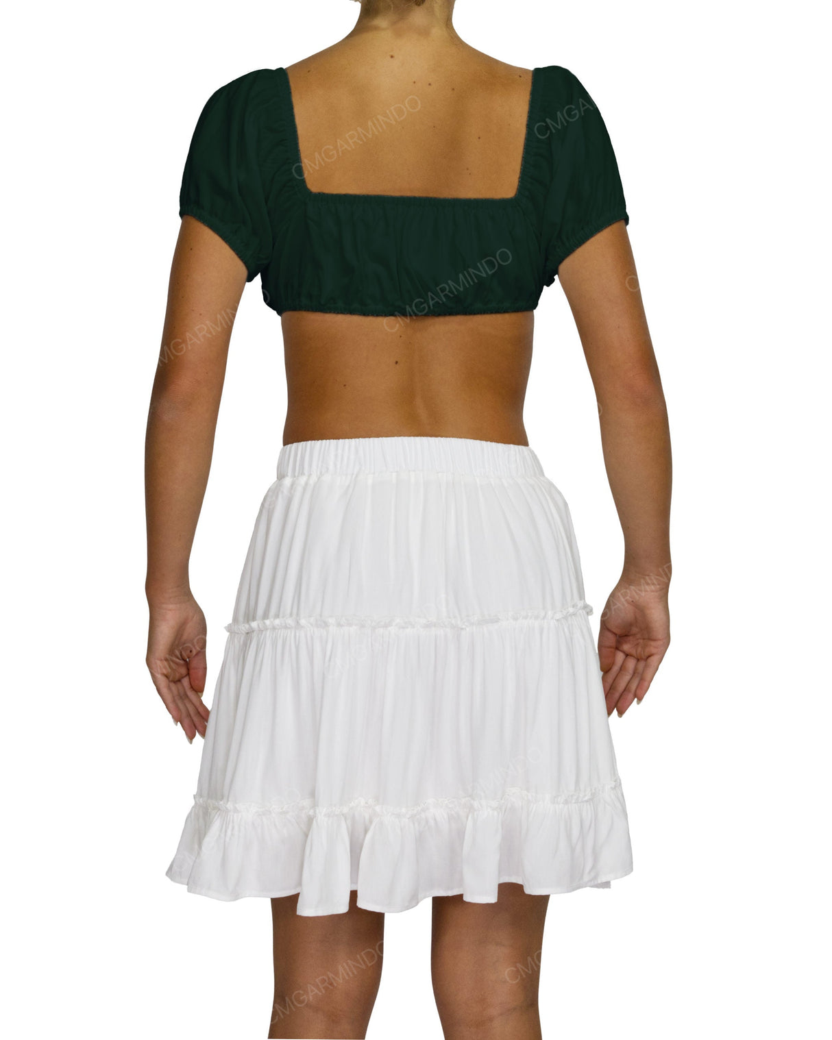 Puff Sleeve Tie Front Crop Top
