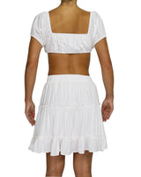 Puff Sleeve Tie Front Crop Top