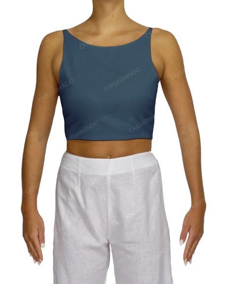Sleeveless Tie Back Crop Top