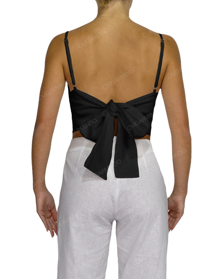Sleeveless Tie Back Crop Top