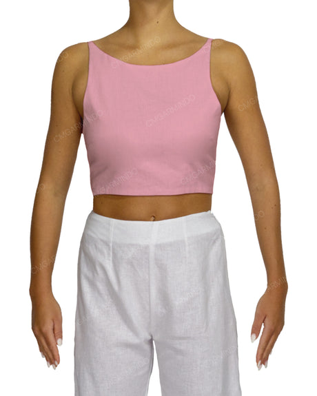 Sleeveless Tie Back Crop Top