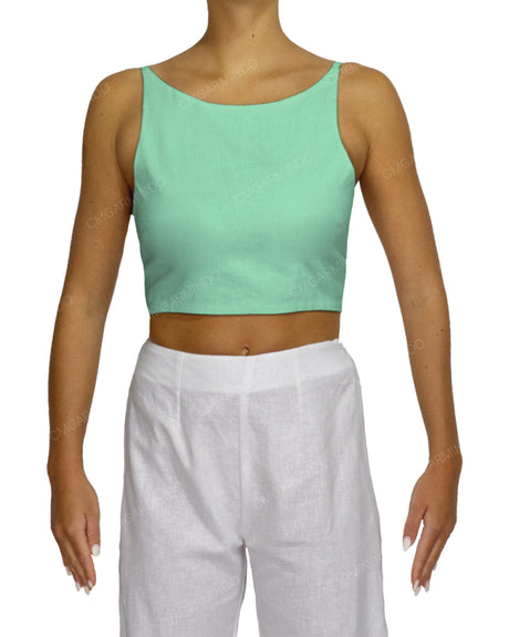 Sleeveless Tie Back Crop Top