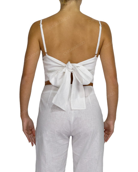 Sleeveless Tie Back Crop Top