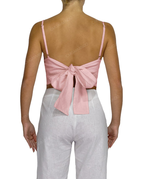 Sleeveless Tie Back Crop Top