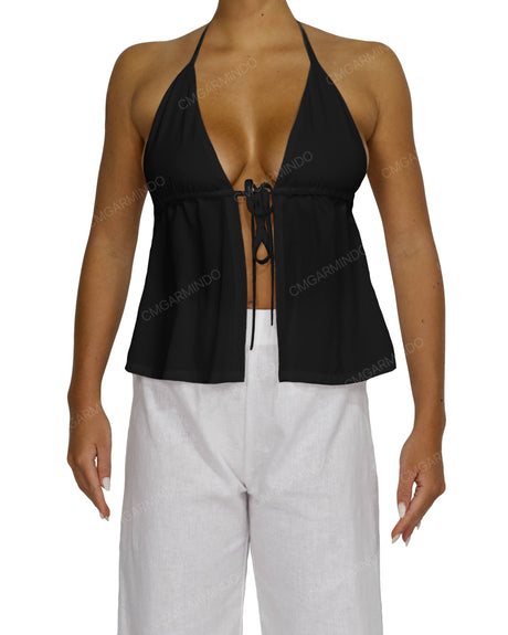 Halter Tie Empire Waist Top
