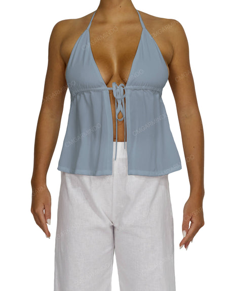 Halter Tie Empire Waist Top