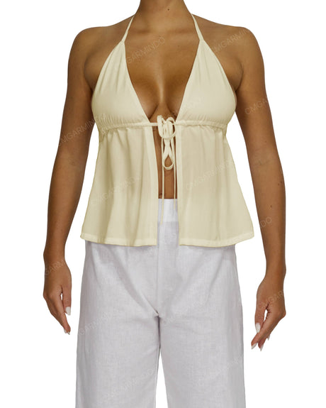 Halter Tie Empire Waist Top