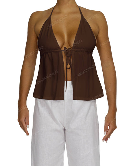 Halter Tie Empire Waist Top