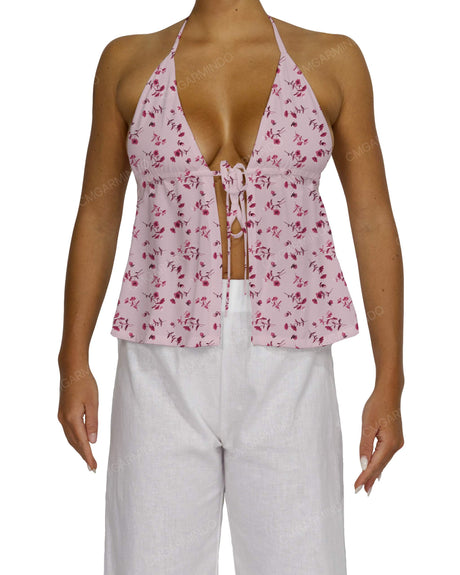Halter Tie Empire Waist Top