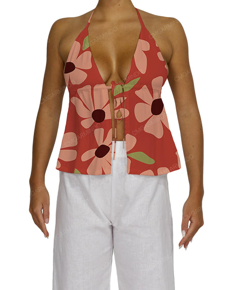 Halter Tie Empire Waist Top