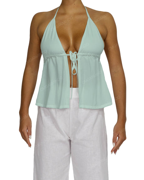 Halter Tie Empire Waist Top