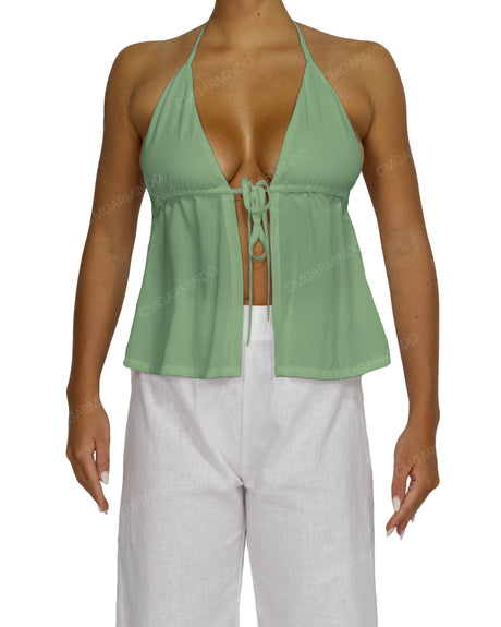 Halter Tie Empire Waist Top
