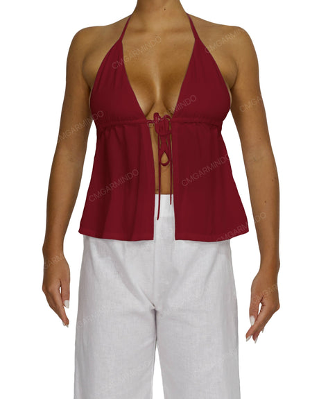 Halter Tie Empire Waist Top