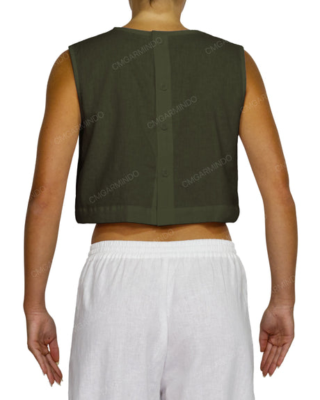 Sleeveless Button Back Top