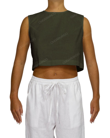 Sleeveless Button Back Top