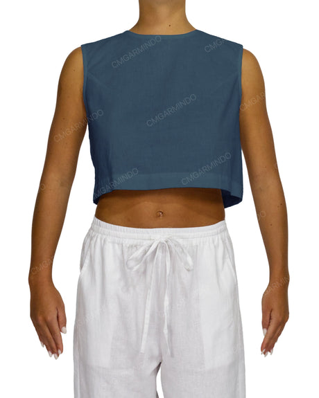 Sleeveless Button Back Top