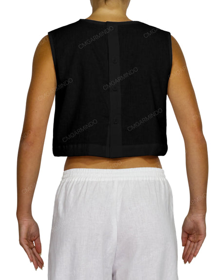 Sleeveless Button Back Top