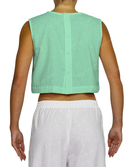 Sleeveless Button Back Top