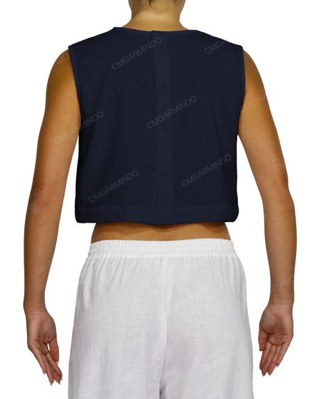 Sleeveless Button Back Top
