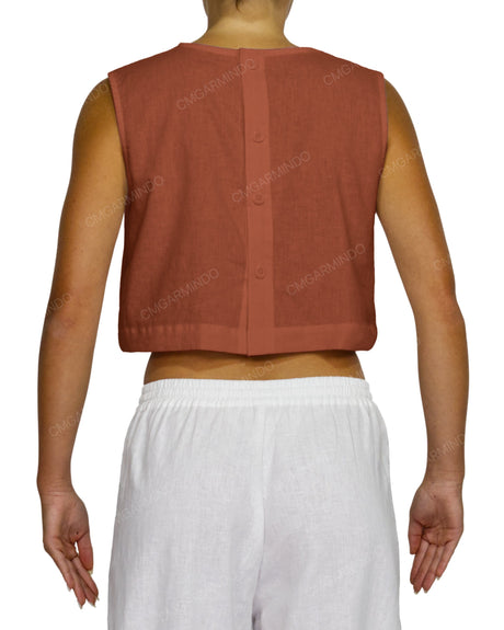 Sleeveless Button Back Top