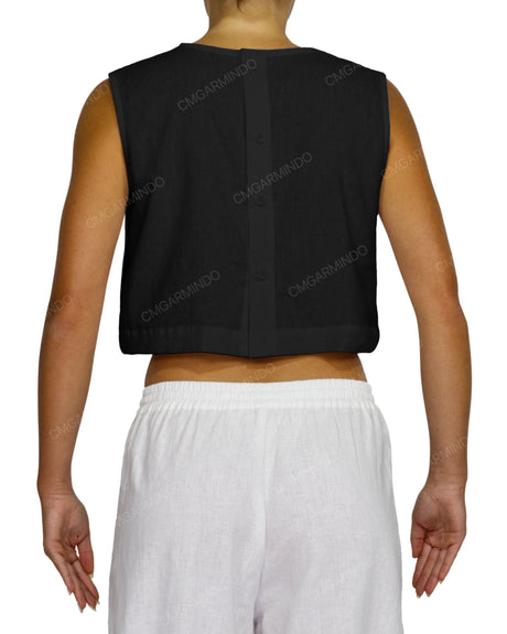 Sleeveless Button Back Top