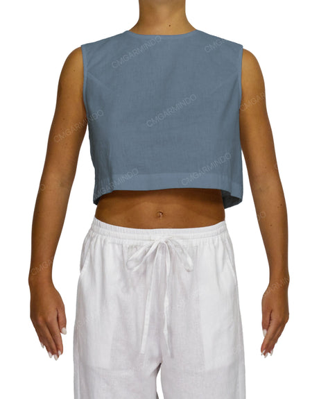 Sleeveless Button Back Top