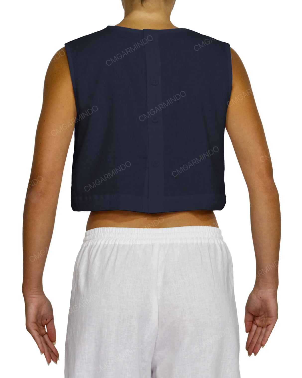 Sleeveless Button Back Top