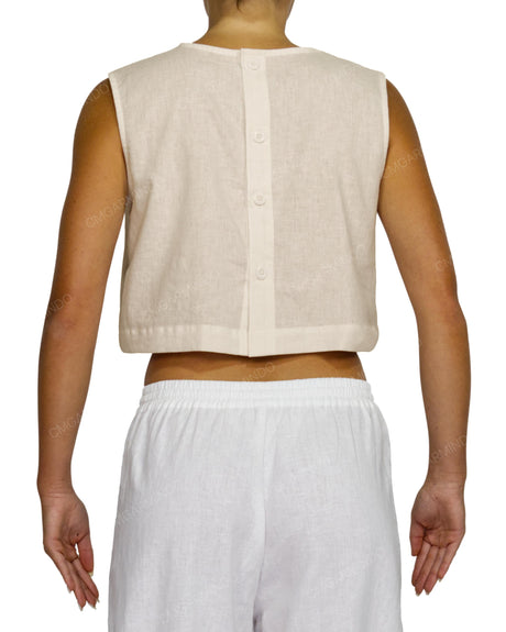 Sleeveless Button Back Top