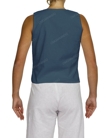 Sleeveless Tie Front Top