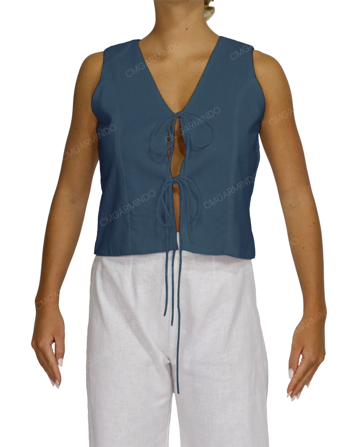Sleeveless Tie Front Top