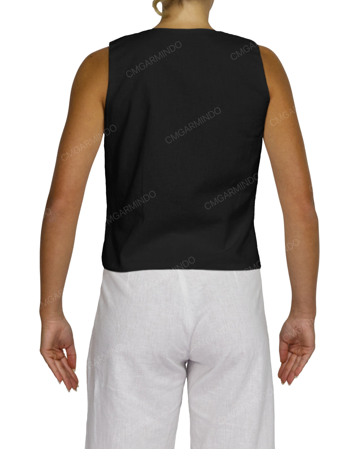 Sleeveless Tie Front Top