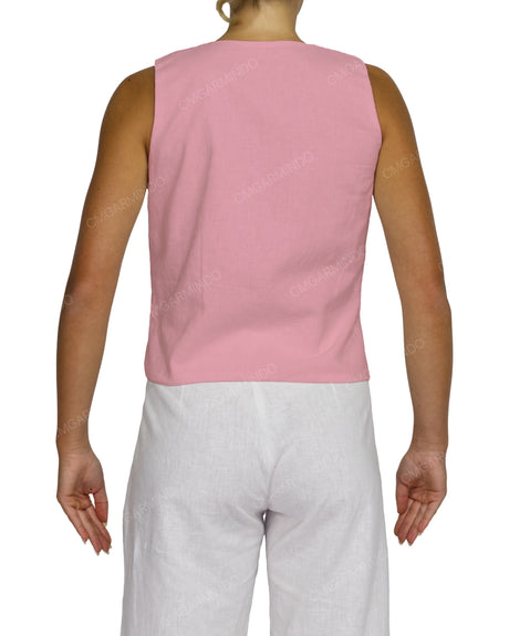 Sleeveless Tie Front Top