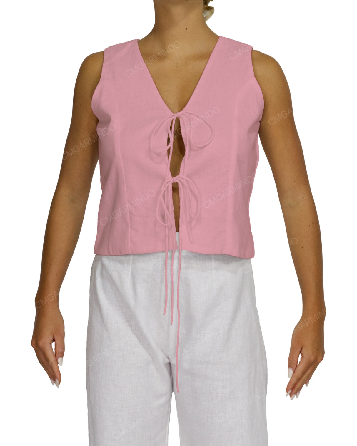 Sleeveless Tie Front Top