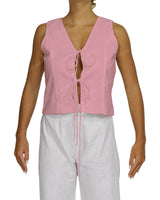 Sleeveless Tie Front Top