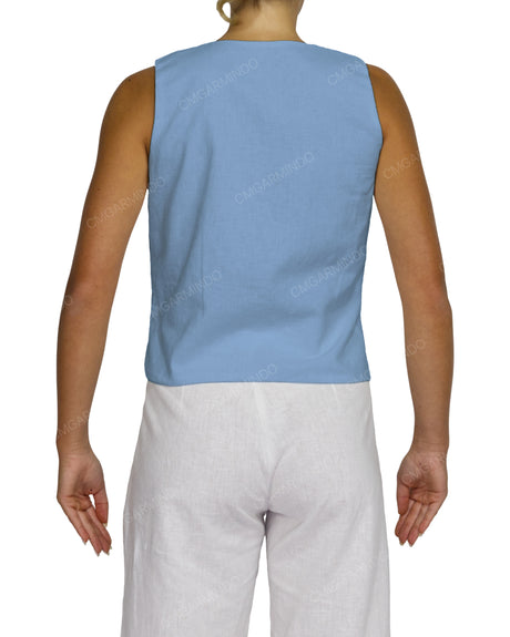 Sleeveless Tie Front Top