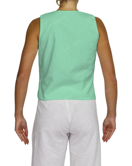 Sleeveless Tie Front Top