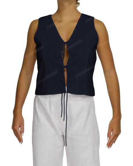 Sleeveless Tie Front Top