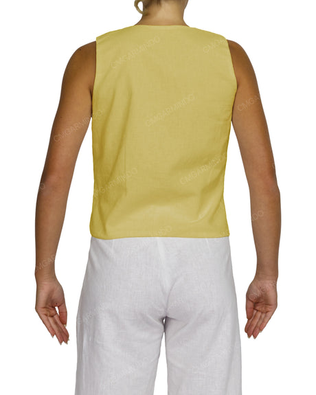 Sleeveless Tie Front Top