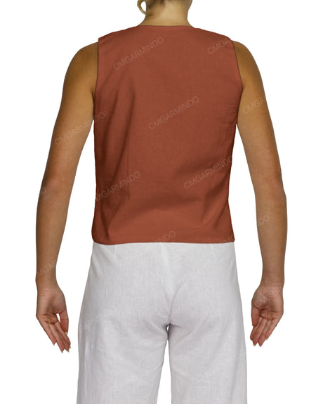 Sleeveless Tie Front Top