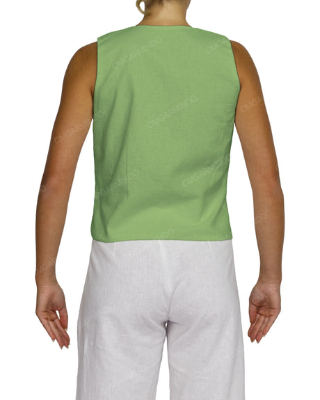 Sleeveless Tie Front Top
