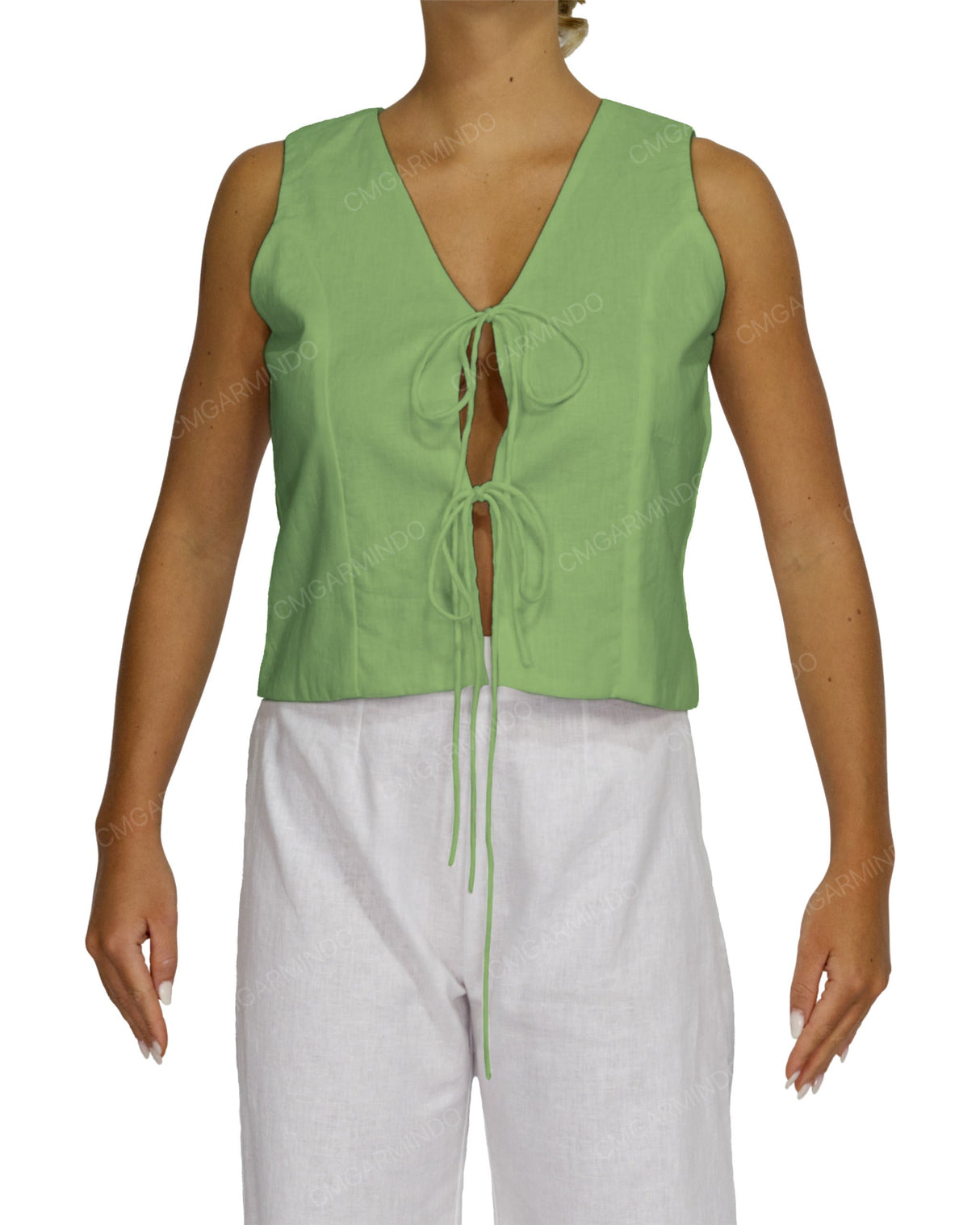Sleeveless Tie Front Top